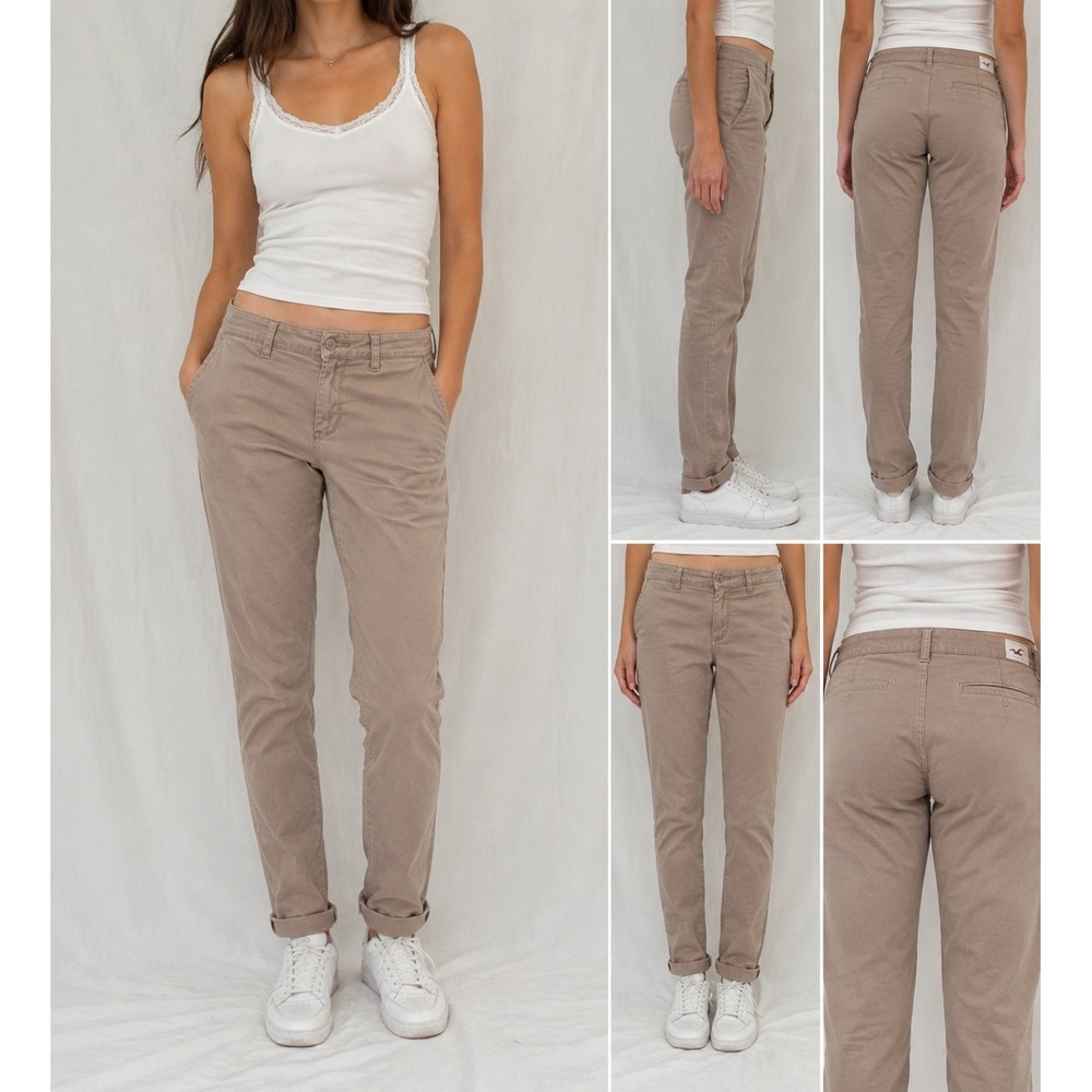 Hollister Size 13 Tan Chino Pants Women's 31 Waist Slim Casual Stretch